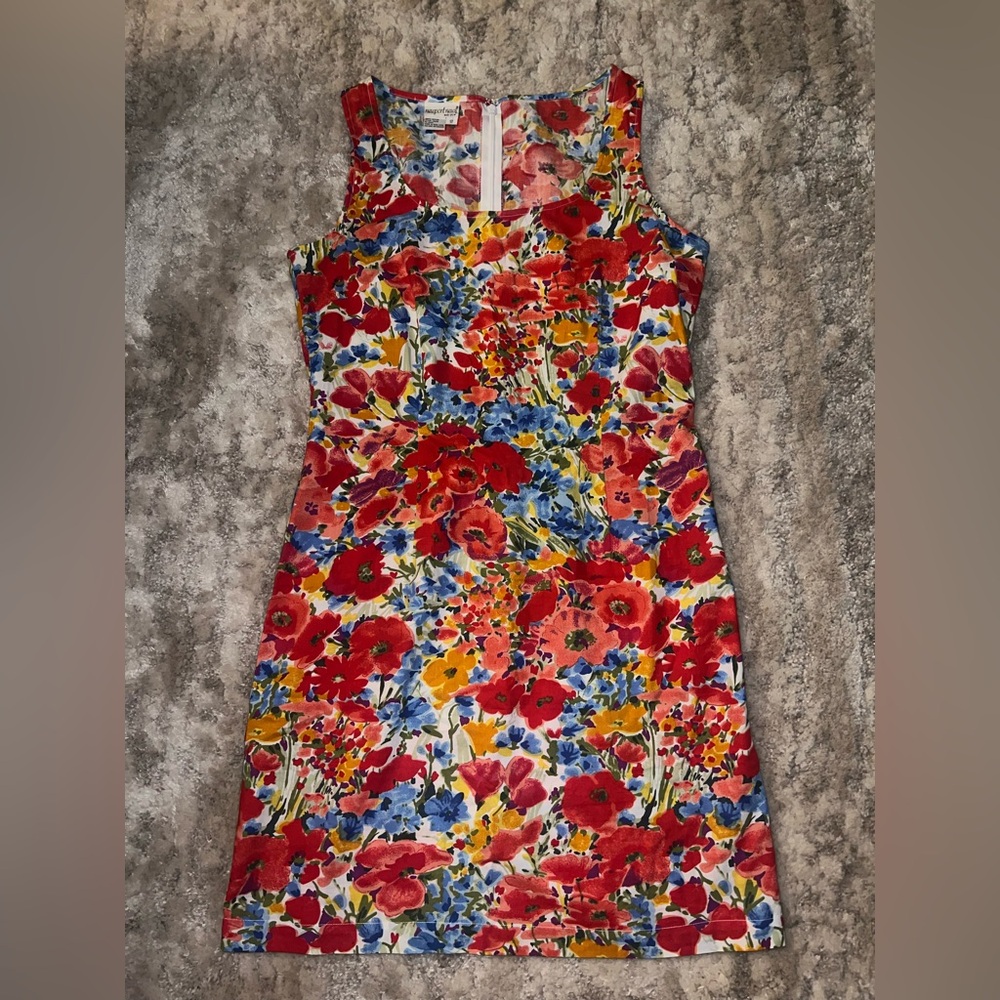 Newport News Vintage Colorful Watercolor Floral Cottagecore Shift Dress 12